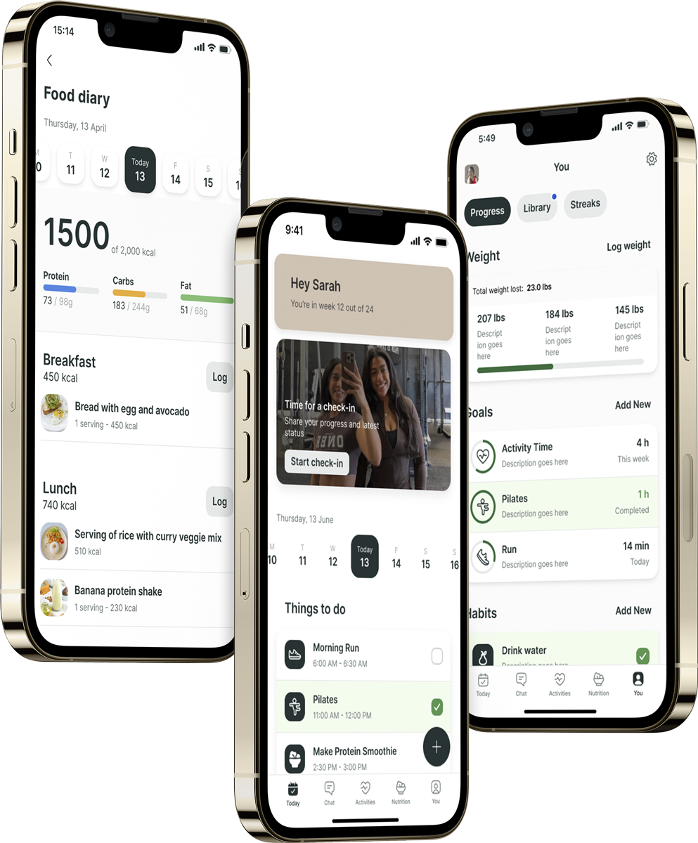 A mockup of the coaching app showcasing the features.